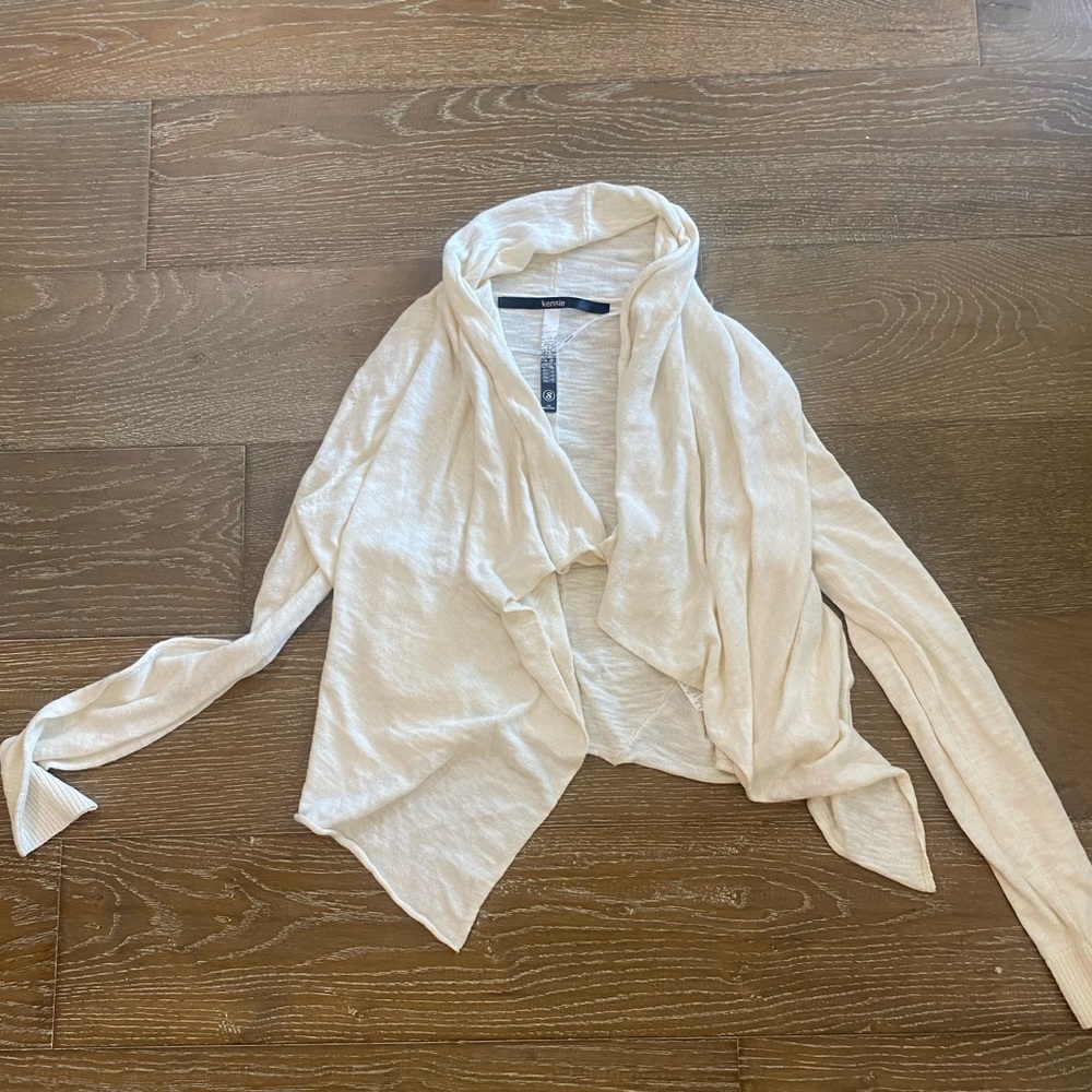 New Kenzie Draped Cream Beige Knit Sweater Cardigan Fall Autumn Boho Crochet S